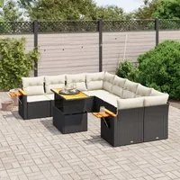 Set Divani da Giardino 9 pz con Cuscini Nero in Polyrattan 3273443