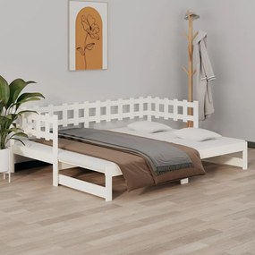 Dormeuse estraibile bianca 2x(80x200) cm legno massello di pino