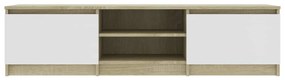 Mobile tv bianco rovere sonoma 140x40x35,5 cm legno multistrato