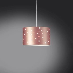 Sospensione Moderna A 5 Luci Pois Xxl In Polilux Bicolor Rosa Metallico Made In Italy