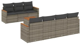 Set divano da giardino 8 pz con cuscini grigio in polyrattan