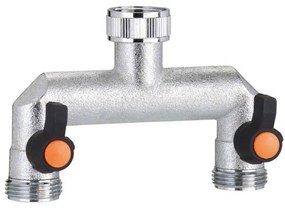 Rubinetto in Ottone Cromato a Due Vie Regolabili 3/4" con Installazione in Blister