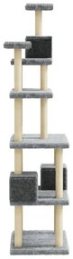 Albero per gatti con tiragraffi in sisal grigio chiaro 188 cm