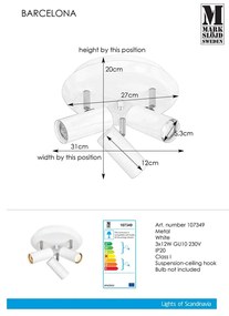 Lampada da parete bianca Barcelona Tres - Markslöjd