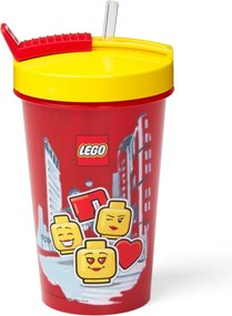Tazza rossa con coperchio giallo e cannuccia , 500 ml Iconic - LEGO®