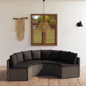 Set Divani da Giardino 4 pz con Cuscini in Polyrattan Grigio