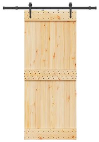 Porta Scorrevole Con Set Hardware 85x210 Cm Legno Massello Pino /