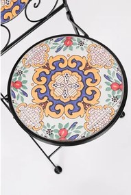 Set Bistrot Tavolo Mosaico 60 Cm Con 2 Sedie Pieghevoli Santorini Bizzotto