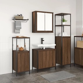 Set di mobili da bagno 3 pezzi  in legno ingegnerizzato rovere marrone