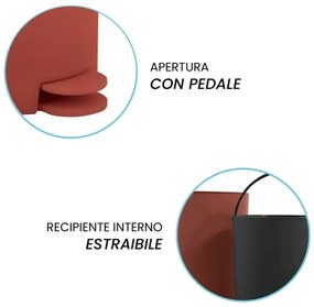 Pattumiera bagno 3 Lt terracotta con apertura a pedale Orbix