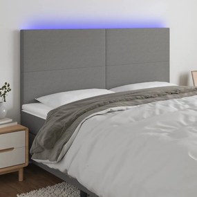 Testiera A Led Grigioscuro 200x5x118/128cm İn Tessuto /