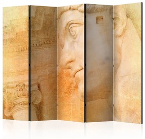 Paravento Dio greco II: architettura e scultura in un tema retrò arancione