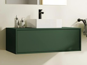 Mobile per bagno sospeso con lavabo singolo 94 cm Verde opaco - TEANA II