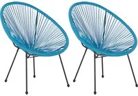 Set di 2 Sedie da Giardino Blu Rattan Sintetico Resistente e Duraturo