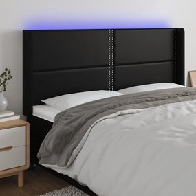Testiera A Led Nera 163x16x118/128 Cm İn Similpelle /