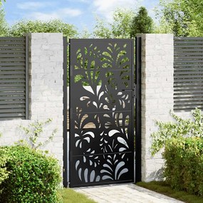 Cancello Giardino Nero 105x180 Cm İn Acciaio Design Ondulato /