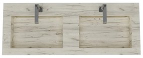 Lavabo a incasso rettangolare doppia vasca IDEEA L 120 x H 12 cm in legno bianco opaco