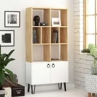 Libreria con ante Bene 80x30x166h colore bianco rovere