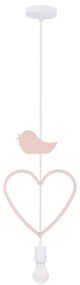 Lampadario per cameretta HEART a sospensione con cavo 1xE27/20W/230V rosa/bianco