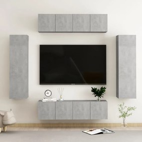 Set mobile porta tv 6 pz grigio cemento in truciolato