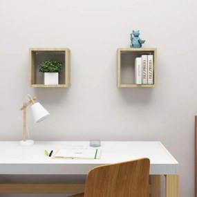 Mensole da parete a cubo 2 pz rovere sonoma 30x15x30 cm