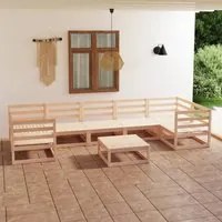 Set Divani da Giardino 8 pz in Legno Massello di Pino cod mxl 37369