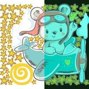 Adesivo murale per bambini 30x25 cm Pilot Bear - Ambiance