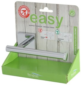 Porta rotolo da muro in acciaio cromato con doppio fissaggio Easy
