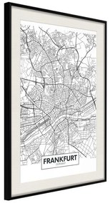 Poster  City map: Frankfurt  Cornice Quadri Cornice nera con pass-partout, Larghezza x Altezza Home decor 30x45