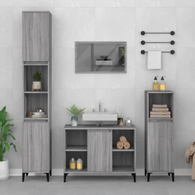 Set Mobili Da Bagno 3 Pz Grigio Sonoma İn Legno Multistrato /