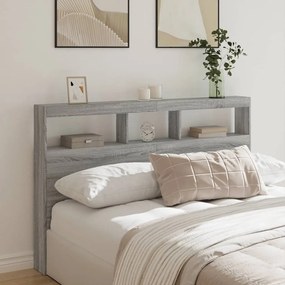 Testiera Con Contenitore A Led Grigio Sonoma 160x17x102 Cm /