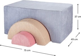 Set per psicomotricità blu in velluto a coste 75x49x37 cm Rainbow Montessori – Wigiwama