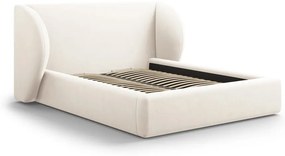 Letto matrimoniale imbottito beige con contenitore con griglia 200x200 cm Miley - Micadoni Home