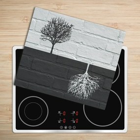 Tagliere in vetro temperato Alberi sul muro 60x52 cm