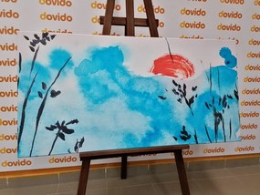 Stampa su tela – Cielo blu giapponese e sole rosso