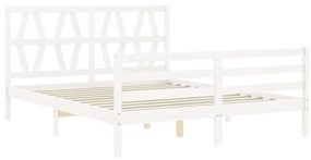 Giroletto con Testiera Bianco King Size in Legno Massello