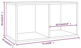 Contenitore per Vinili Rovere Fumo 71x34x36cm Legno Multistrato