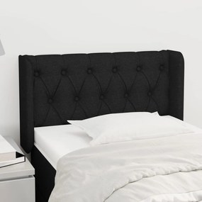 Testiera Ad Orecchio Nera 83x16x78/88 Cm İn Tessuto /