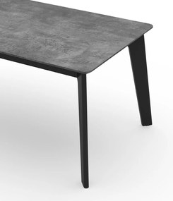 Tavolo da pranzo pieghevole nero con piano in cemento 100x180 cm Shadow - TemaHome