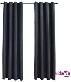 vidaXL Tende Oscuranti con Anelli in Metallo 2 pz Antracite 140x175 cm