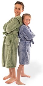 Accappatoio per bambini verde in micropile Delux – Tiseco Home Studio