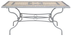 VENTUS - set tavolo in alluminio e teak cm 160 x 90 x 74 h con 6 poltrone Ventus