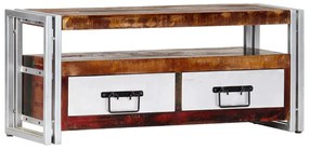 Mobile Porta Tv 90x30x40 Cm İn Legno Massello Di Recupero /