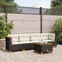 Set Divani da Giardino 5 pz con Cuscini in Polyrattan Nero 3261725