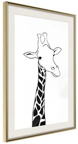 Poster  Black and White Giraffe  Cornice Quadri Cornice d'oro con passe-partout, Larghezza x Altezza Home decor 40x60