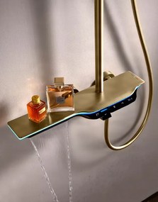 Pannello doccia termostatico ELITE EDITION BSE1420 a vista con schermo LED, getto a cascata e più finiture — Grigio gunmetal
