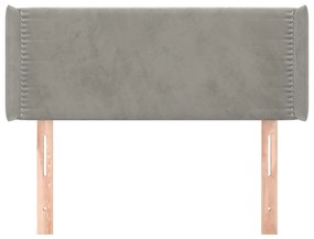 Testiera ad orecchio grigio chiaro 103x16x78/88 cm in velluto