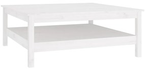 Tavolino da salotto bianco 100x100x40 cm legno massello di pino