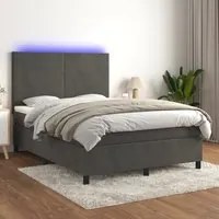 Letto a Molle con Materasso e LED Grigio Scuro 140x200 cm 3136006