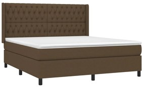 Letto a Molle Materasso e LED MarroneScuro 180x200cm in Tessuto